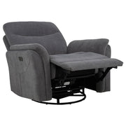 Adler Upholstered Power Swivel Glider Recliner Charcoal Grey - 610443P