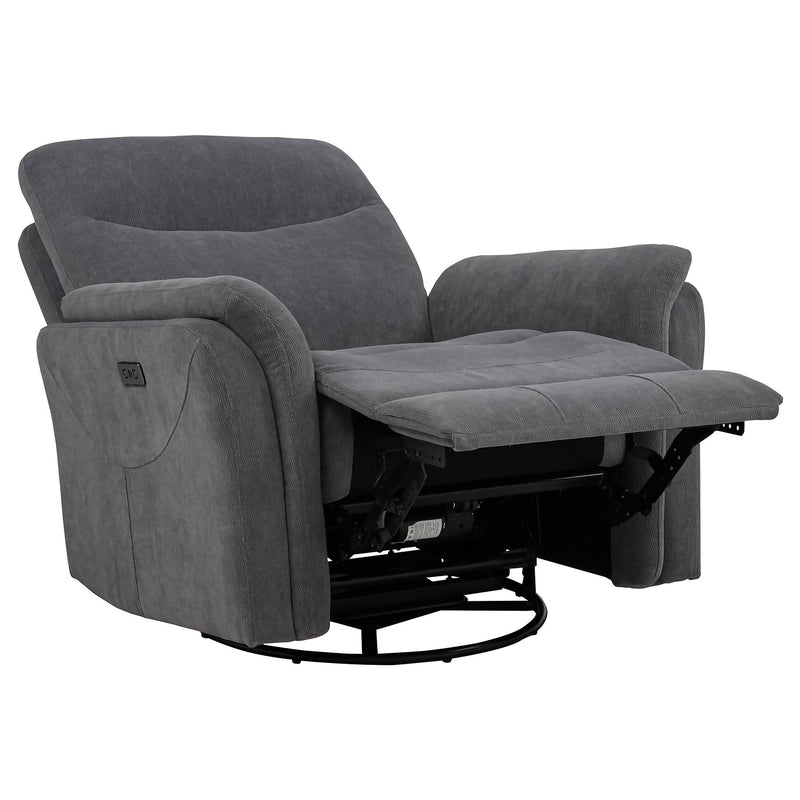 Adler Upholstered Power Swivel Glider Recliner Charcoal Grey - 610443P