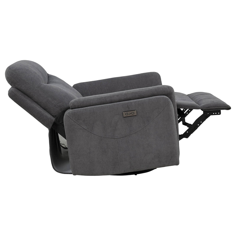 Adler Upholstered Power Swivel Glider Recliner Charcoal Grey - 610443P