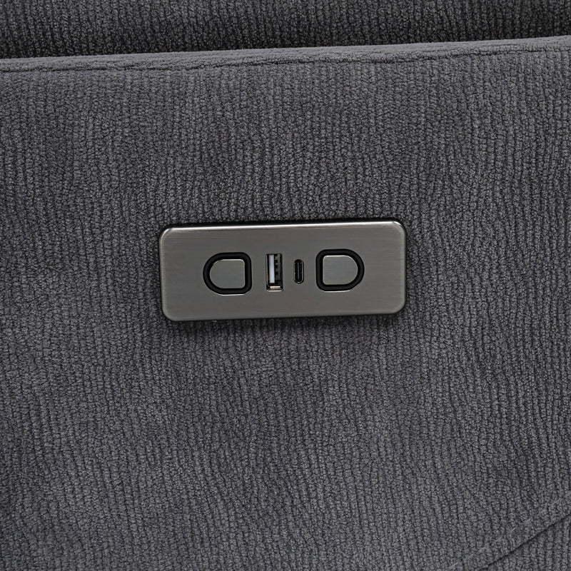 Adler Upholstered Power Swivel Glider Recliner Charcoal Grey - 610443P