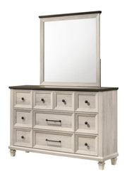Adrian - 10 Drawers White Dresser with Brown Top - B337-D