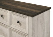 Adrian - 10 Drawers White Dresser with Brown Top - B337-D