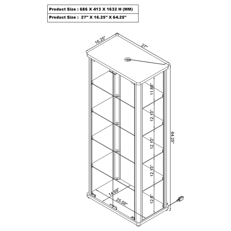 Aero 4-shelf Display Curio Cabinet with LED Lighting White - 950399