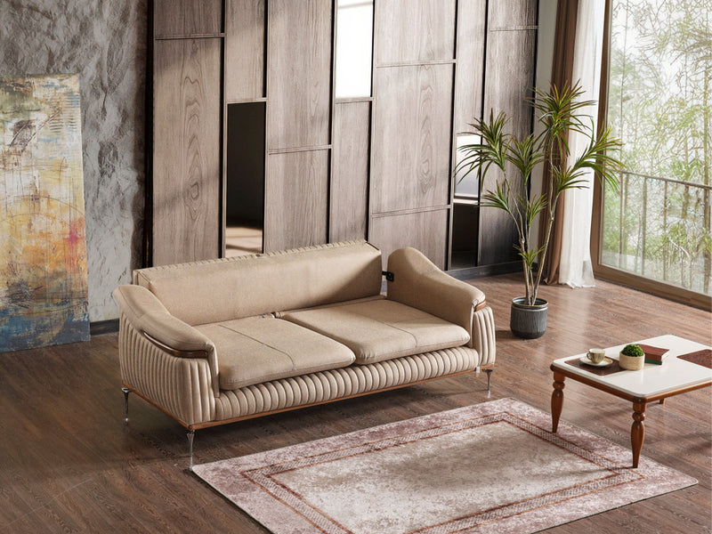 Ahsen 3-pieces (Sofa & 2 Chair) Livingroom Set Beige in Beige - 200-AHS-MODBEIGE-311