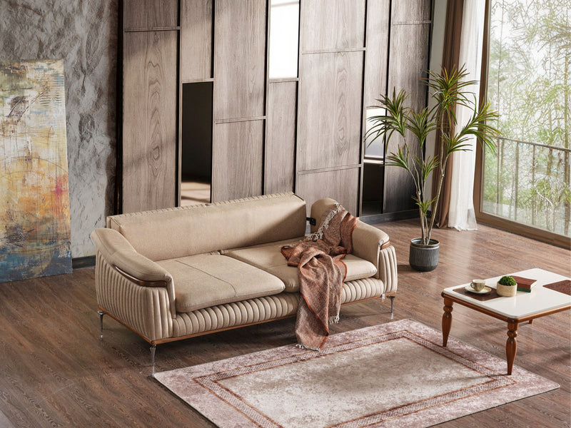 Ahsen 3-pieces (Sofa & 2 Chair) Livingroom Set Beige in Beige - 200-AHS-MODBEIGE-311