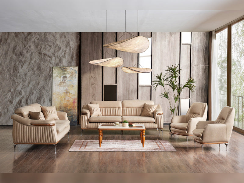 Ahsen 3-pieces (Sofa & Loveseat & Chair) Livingroom in Beige - 200-ELIF-AHS-MOD-BEI-321