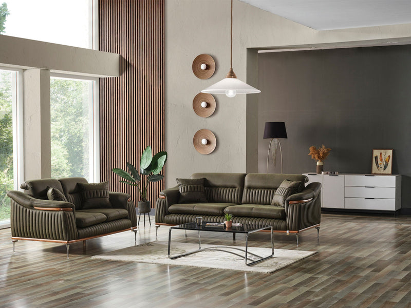 Ahsen 4-pieces (2 Sofa & 2 Chair) Livingroom Set Khaki in Khaki - 200-AHS-MODHAKI-3311
