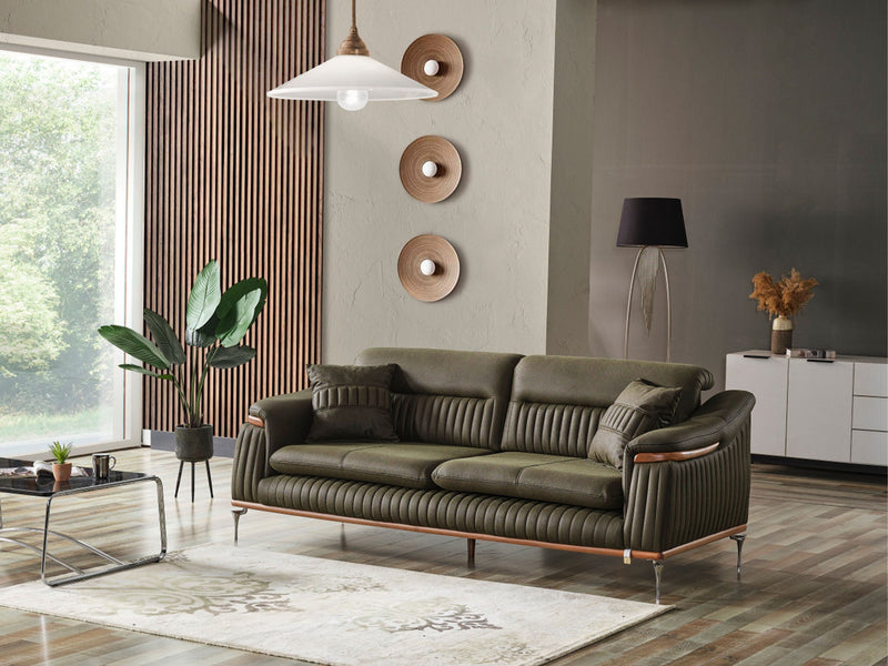 Ahsen 4-pieces (2 Sofa & 2 Chair) Livingroom Set Khaki in Khaki - 200-AHS-MODHAKI-3311