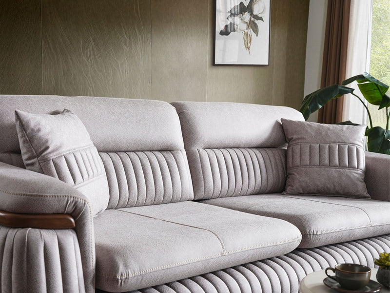 Ahsen 4-pieces (2 Sofa & 2 Chair) Livingroom Set Light Grey in Light Grey - 200-AHS-MODLGRAY-3311