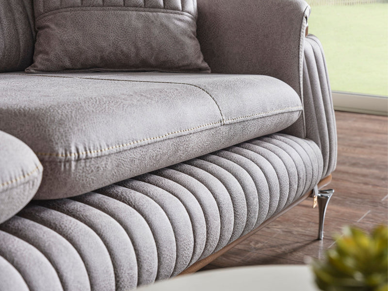 Ahsen 4-pieces (Sofa & Loveseat & 2 Chair) Livingroom Set Light Grey in Light Grey - 200-AHS-MODLGRAY-3211