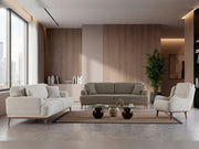 Aida 4-pieces (2 Sofa & 2 Chair) Livingroom in Cream - Brown - 200-ZEN-AID-CRE-BRO-3311