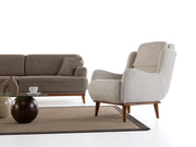 Aida 4-pieces (2 Sofa & 2 Chair) Livingroom in Cream - Brown - 200-ZEN-AID-CRE-BRO-3311