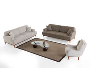 Aida 4-pieces (2 Sofa & 2 Chair) Livingroom in Cream - Brown - 200-ZEN-AID-CRE-BRO-3311