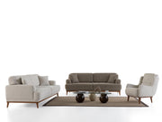 Aida 4-pieces (2 Sofa & 2 Chair) Livingroom in Cream - Brown - 200-ZEN-AID-CRE-BRO-3311
