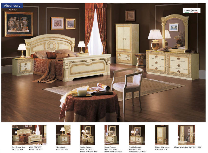 Aida Bed Ivory W/Gold Queen - Gate Furniture