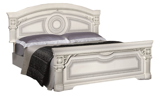 Aida Bed White W/Silver Queen - Gate Furniture