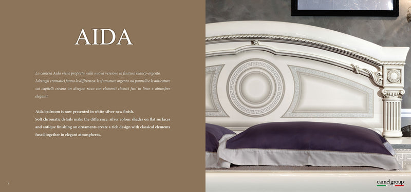 Aida Bed White W/Silver Queen - Gate FurnitureQueen Bed