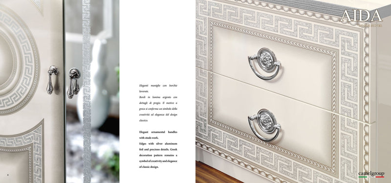 Aida White - Silver Nightstand - Gate FurnitureNightstand