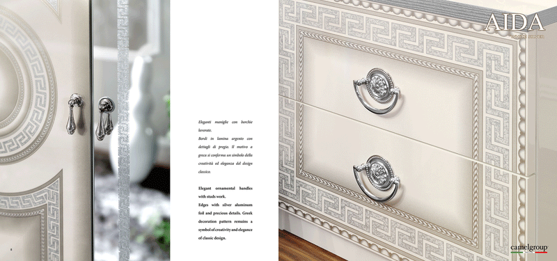 Aida White/Silver Vanity Dresser Set - Gate Furniture