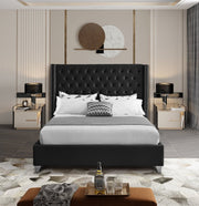 Aiden Velvet Full Bed Black - AidenBlack-F