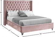 Aiden Velvet Full Bed Pink - AidenPink-F