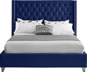 Aiden Velvet King Bed Blue - Gate FurnitureKing Bed