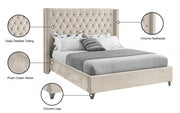 Aiden Velvet King Bed Cream - Gate FurnitureKing Bed