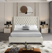Aiden Velvet King Bed Cream - Gate FurnitureKing Bed