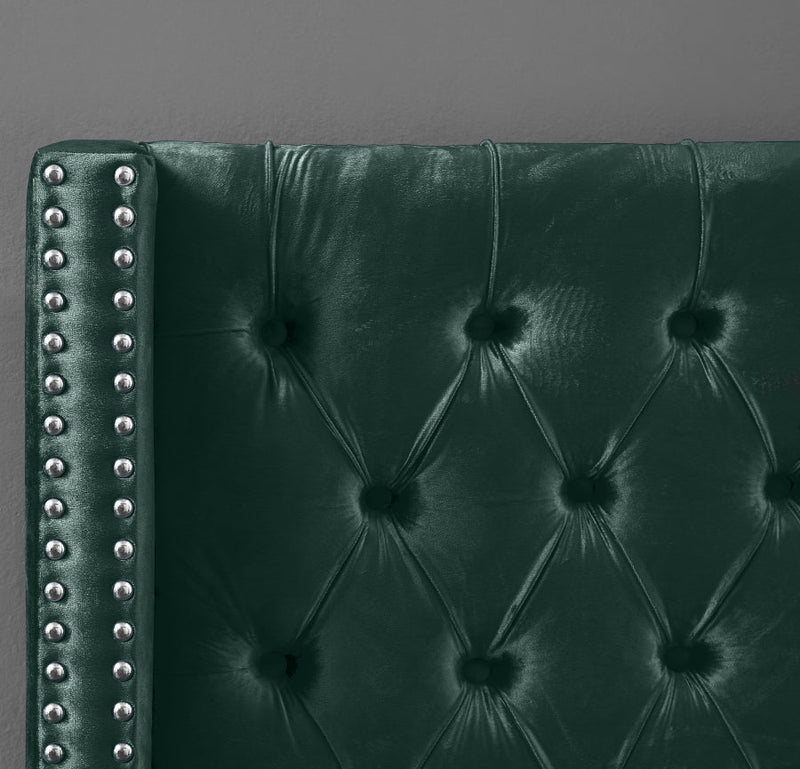Aiden Velvet King Bed Green - Gate FurnitureKing Bed