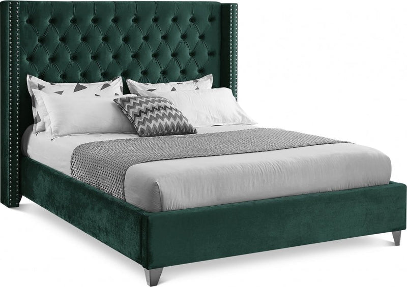 Aiden Velvet King Bed Green - Gate FurnitureKing Bed
