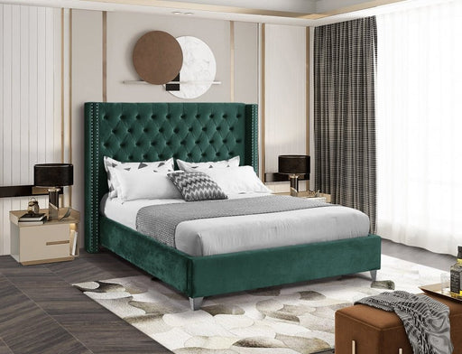 Aiden Velvet King Bed Green - Gate FurnitureKing Bed