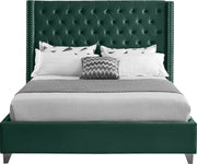 Aiden Velvet King Bed Green - Gate FurnitureKing Bed