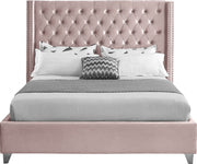 Aiden Velvet King Bed Pink - Gate FurnitureKing Bed