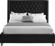 Aiden Velvet Queen Bed Black - Gate FurnitureQueen Bed