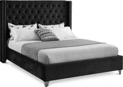 Aiden Velvet Queen Bed Black - Gate FurnitureQueen Bed
