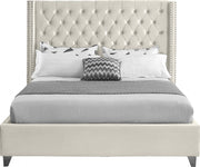 Aiden Velvet Queen Bed Cream - Gate FurnitureQueen Bed
