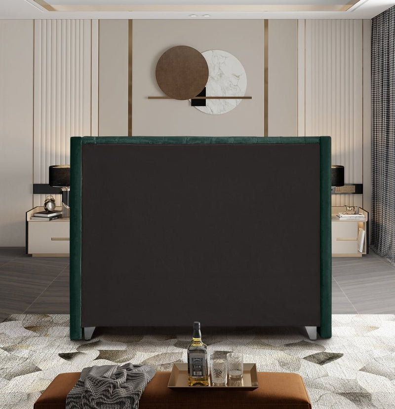 Aiden Velvet Queen Bed Green - Gate FurnitureQueen Bed