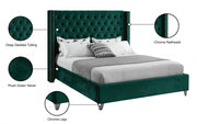 Aiden Velvet Queen Bed Green - Gate FurnitureQueen Bed