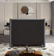 Aiden Velvet Queen Bed Grey - Gate FurnitureQueen Bed