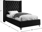 Aiden Velvet Twin Bed Black - Gate FurnitureTwin Bed