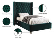 Aiden Velvet Twin Bed Green - Gate FurnitureTwin Bed