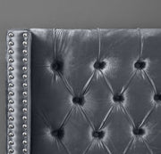 Aiden Velvet Twin Bed Grey - Gate FurnitureTwin Bed