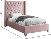 Aiden Velvet Twin Bed Pink - Gate FurnitureTwin Bed