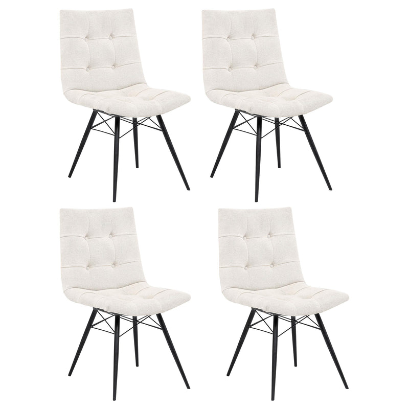 Aiken Fabric Upholstered Dining Side Chair Saddle Stone White (Set of 4) - 110332STN