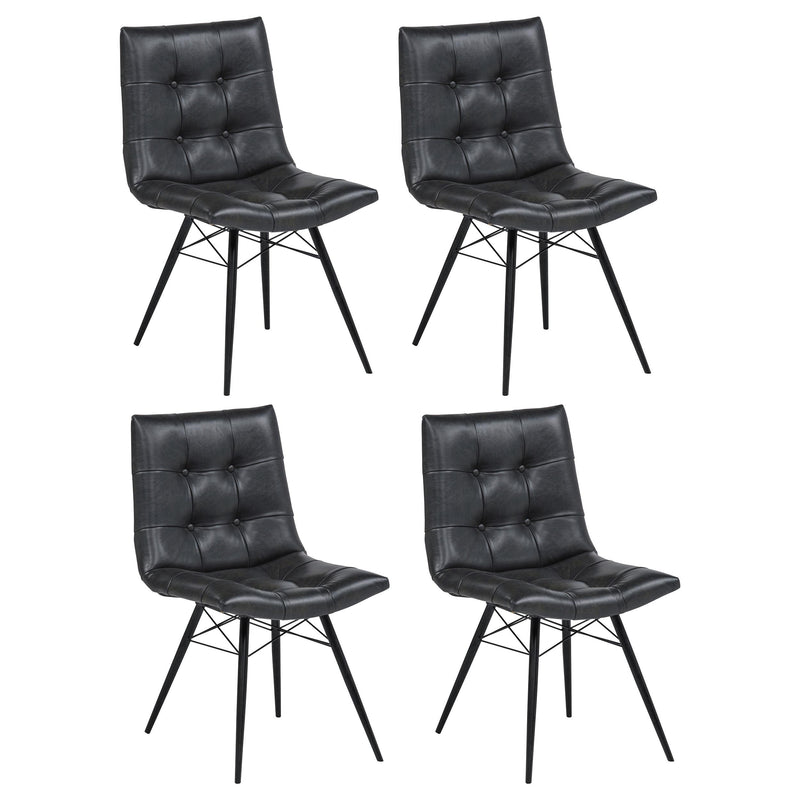 Aiken Faux Leather Upholstered Dining Side Chair Charcoal Grey (Set of 4) - 110302