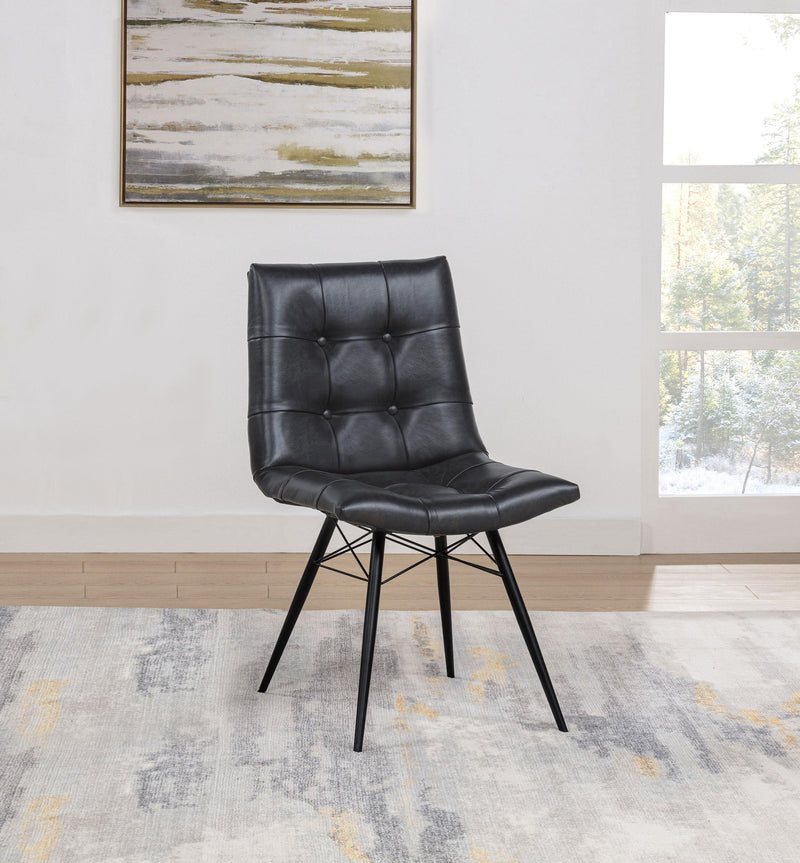Aiken Faux Leather Upholstered Dining Side Chair Charcoal Grey (Set of 4) - 110302