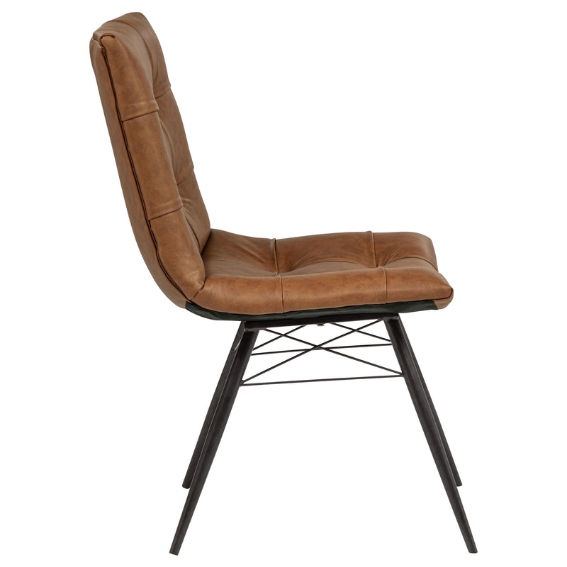 Aiken Faux Leather Upholstered Dining Side Chair Saddle Brown (Set of 4) - 110302SDL