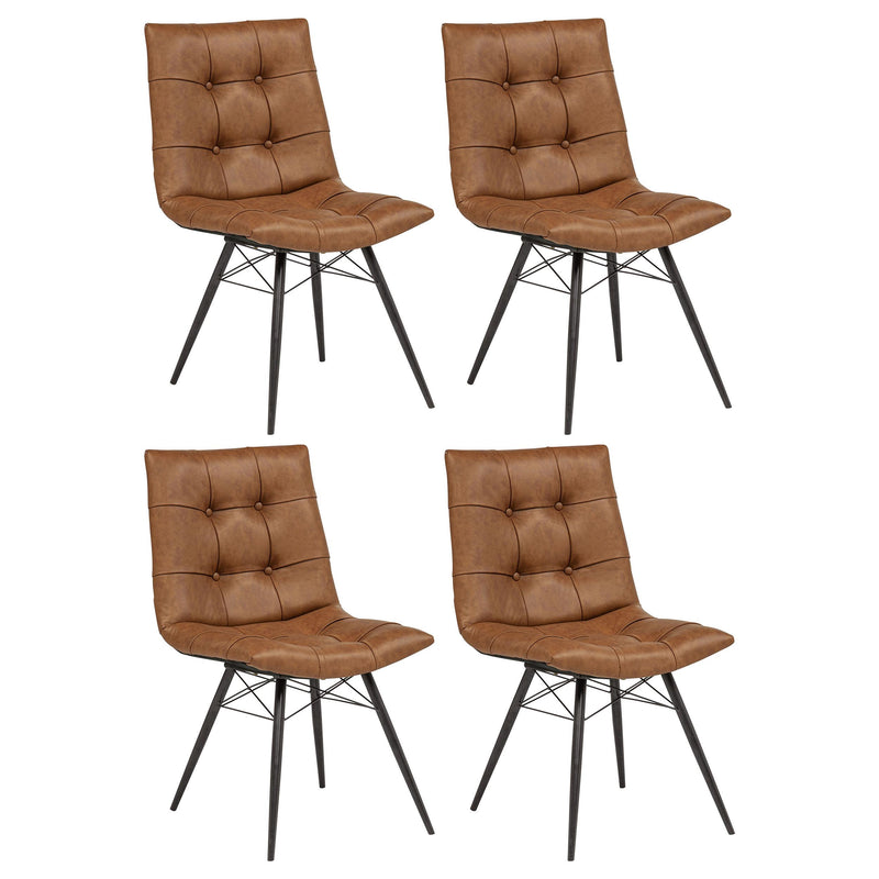 Aiken Faux Leather Upholstered Dining Side Chair Saddle Brown (Set of 4) - 110302SDL