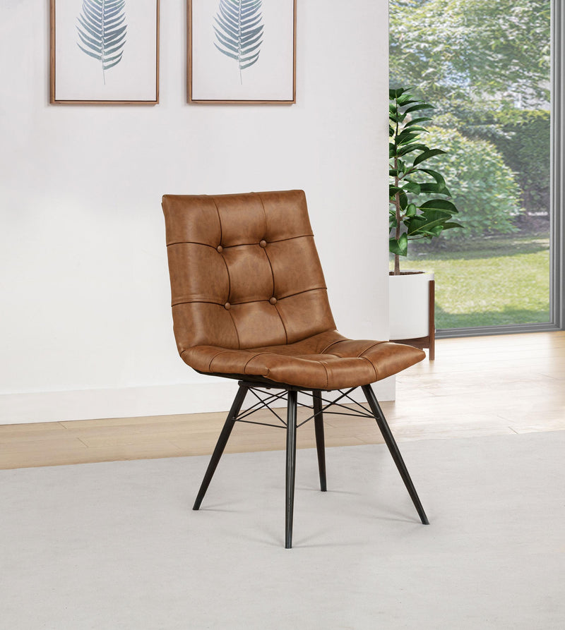 Aiken Faux Leather Upholstered Dining Side Chair Saddle Brown (Set of 4) - 110302SDL