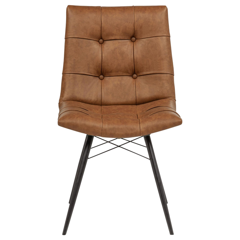 Aiken Faux Leather Upholstered Dining Side Chair Saddle Brown (Set of 4) - 110302SDL